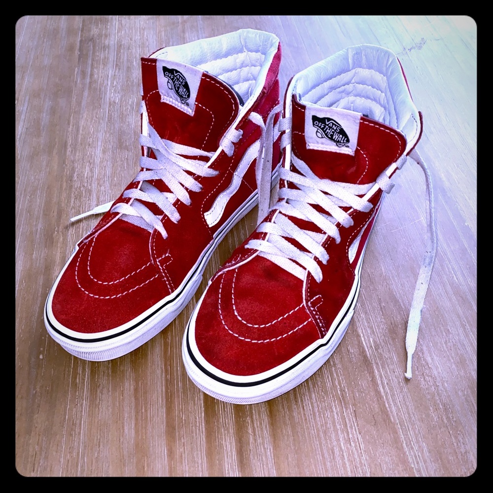 Vans Sk8 High Skate Shoe Racing Red
